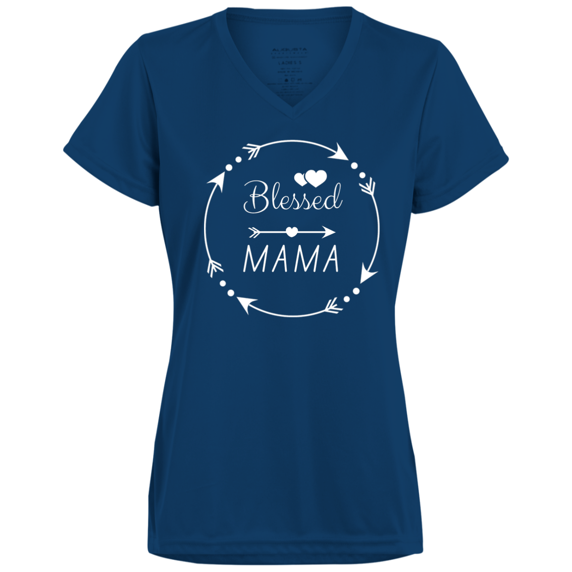 Ladies’ Moisture-Wicking V-Neck Tee (Blessed Mama)