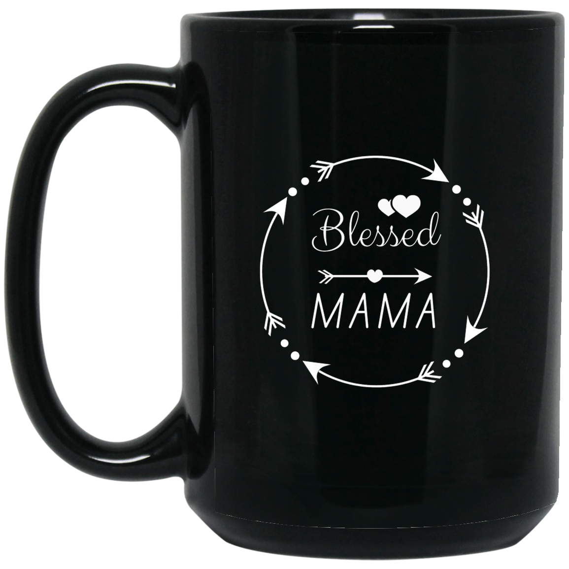 15 oz. Black Mug (Blessed Mama)