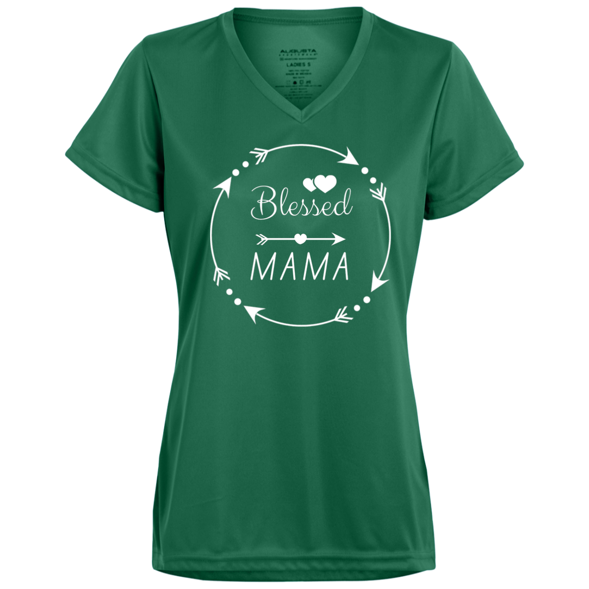 Ladies’ Moisture-Wicking V-Neck Tee (Blessed Mama)