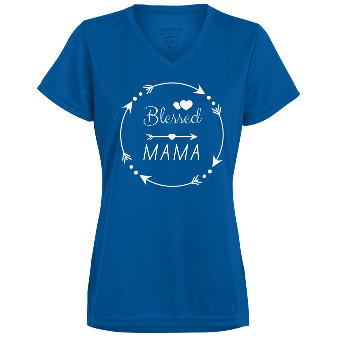 Ladies’ Moisture-Wicking V-Neck Tee (Blessed Mama)